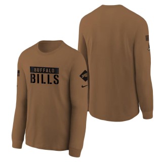 2023 Salute To Service Veterans Bills Brown Long Sleeve Youth T-Shirt