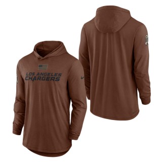2023 Salute To Service Veterans Chargers Brown Lightweight Hoodie T-Shirt