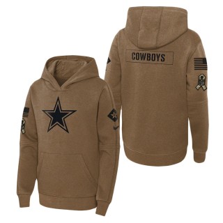 2023 Salute To Service Veterans Cowboys Brown Youth Hoodie