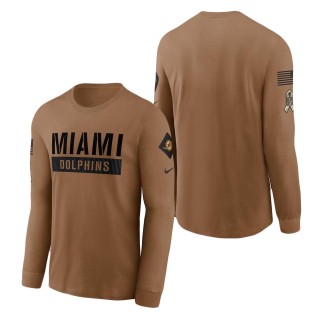 2023 Salute To Service Veterans Dolphins Brown Long Sleeve T-Shirt