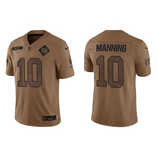 2023 Salute To Service Veterans Eli Manning Giants Brown Jersey