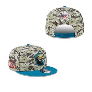 2023 Salute To Service Veterans Jaguars Camo Teal Snapback Hat