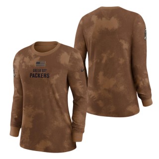 2023 Salute To Service Veterans Packers Brown Long Sleeve Women's T-Shirt