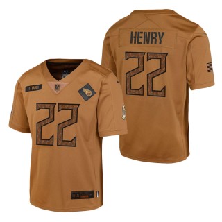 2023 Salute To Service Veterans Derrick Henry Titans Brown Youth Jersey