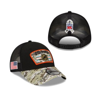 Dolphins Black Camo 2021 Salute To Service Trucker 9FORTY Cap