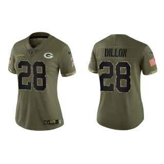 A.J. Dillon Women's Green Bay Packers Olive 2022 Salute To Service Limited Jersey