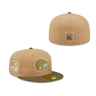 Cleveland Browns 60th Anniversary Saguaro Tan Olive 59FIFTY Fitted Hat