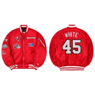 Devin White Alpha Industries X Tampa Bay Buccaneers MA-1 Bomber Red Jacket