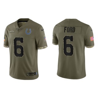Isaiah Ford Indianapolis Colts Olive 2022 Salute To Service Limited Jersey