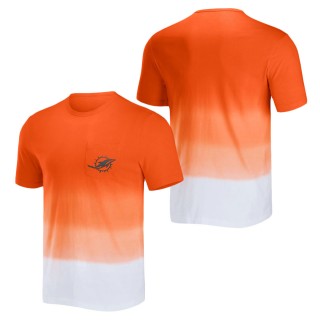 Men's Miami Dolphins NFL x Darius Rucker Collection by Fanatics Orange White Dip Dye Pocket T-Shirt