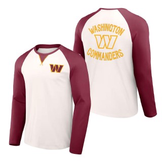 Washington Commanders NFL x Darius Rucker Collection Cream Burgundy Long Sleeve Raglan T-Shirt