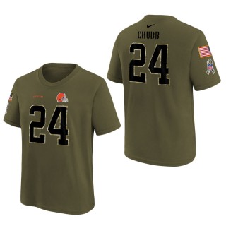 Youth Cleveland Browns Nick Chubb Olive 2022 Salute To Service Name & Number T-Shirt