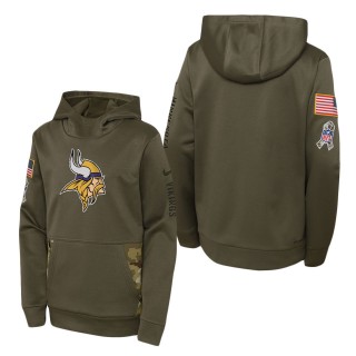 Youth Minnesota Vikings Olive 2022 Salute To Service Performance Pullover Hoodie